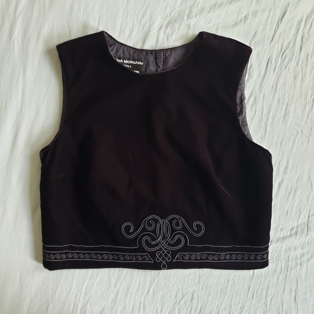 Sold! Vintage 90s Donna Morgan Black Velvet Crop Top